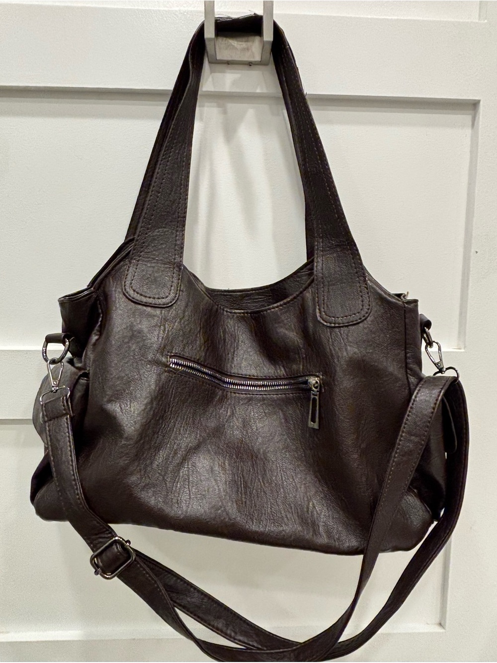 Classic Women's Chocolate Brown Vegan Leather Tote Shoulder Bag
